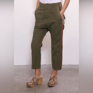 Nili Lotan Luna Pants, Olive Green with Stripe